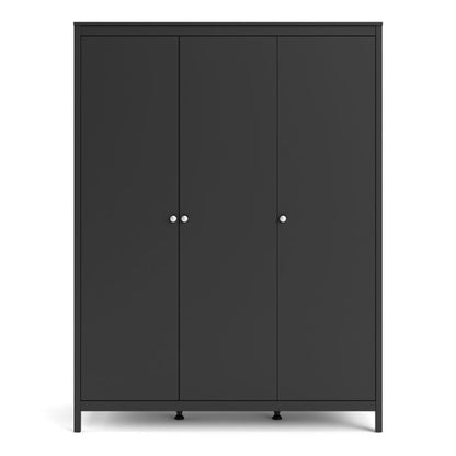 Madrid Wardrobe with 3 Doors in Matt Black