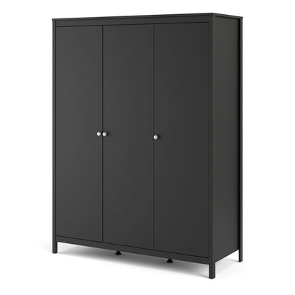 Madrid Wardrobe with 3 Doors in Matt Black