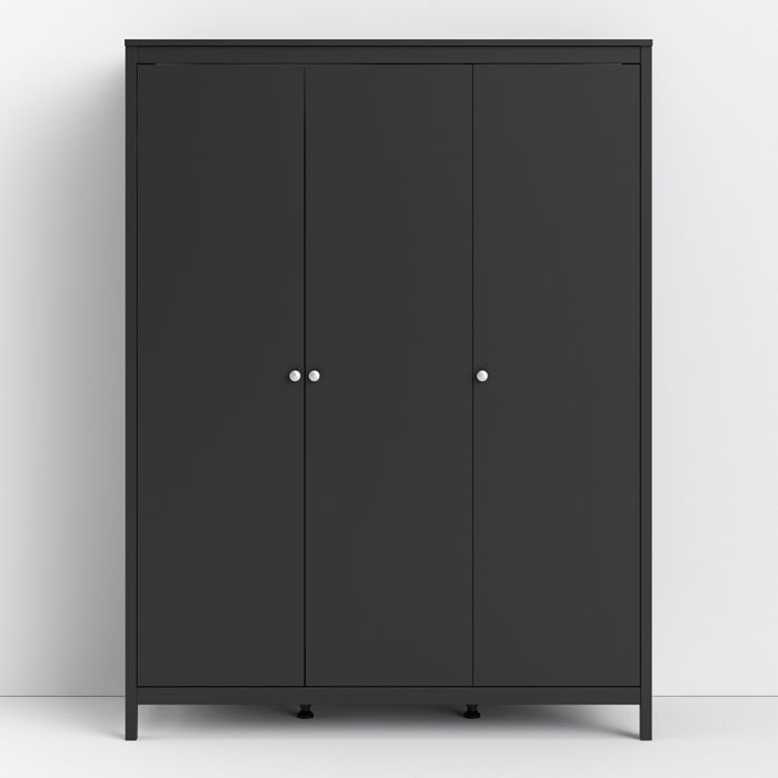 Madrid Wardrobe with 3 Doors in Matt Black