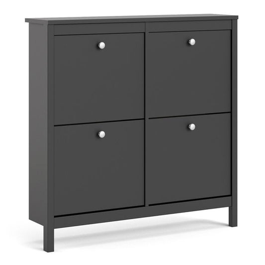 Madrid Shoe Cabinet 4 Flip Down Doors in Matt Black