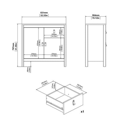 Madrid Sideboard 2 Doors 1 Drawer in White