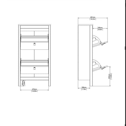 Madrid Shoe Cabinet 2 Flip Down Doors Matt Black