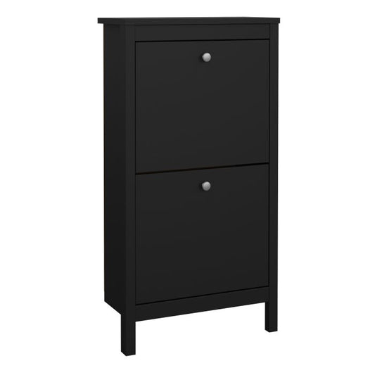 Madrid Shoe Cabinet 2 Flip Down Doors Matt Black