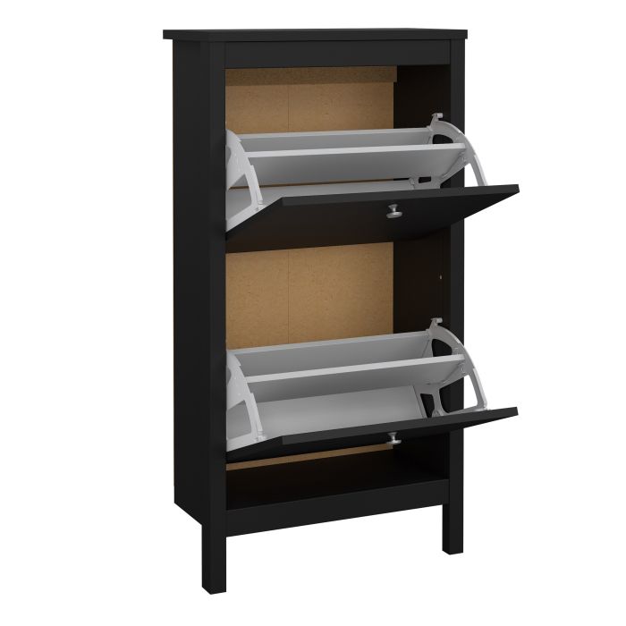 Madrid Shoe Cabinet 2 Flip Down Doors Matt Black