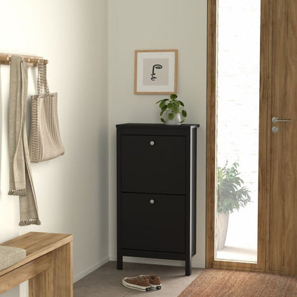 Madrid Shoe Cabinet 2 Flip Down Doors Matt Black