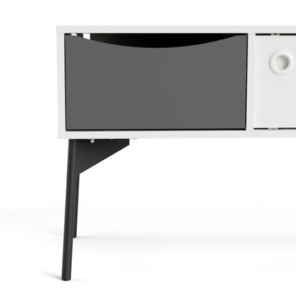 Fur TV-Unit 2 Sliding Doors 1 Drawer in Grey and White