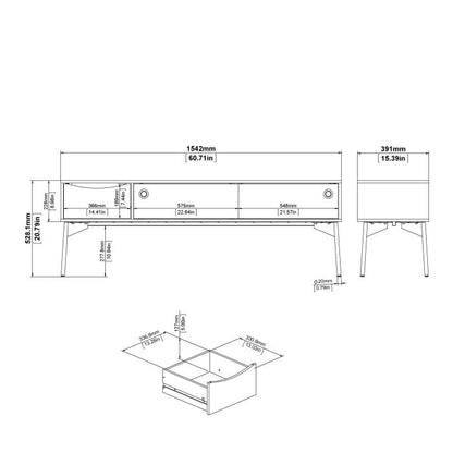 Fur TV-Unit 2 Sliding Doors 1 Drawer in Grey and White