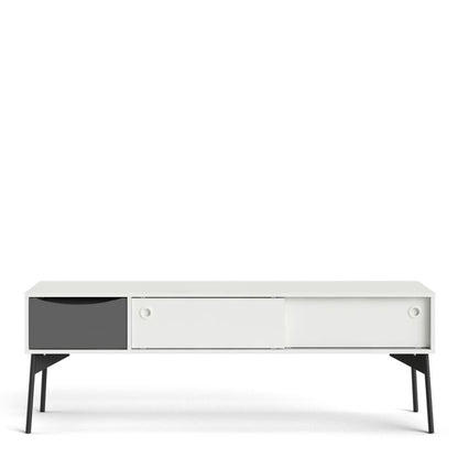 Fur TV-Unit 2 Sliding Doors 1 Drawer in Grey and White