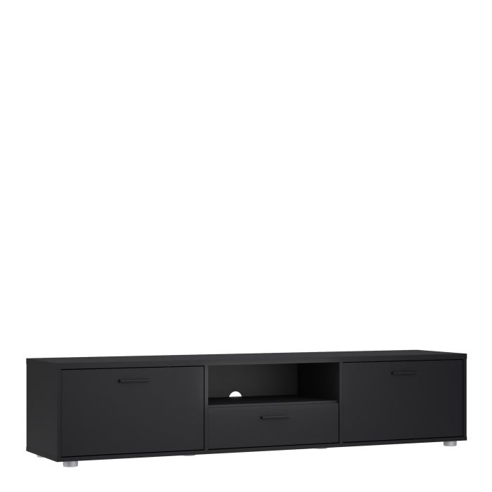 Media TV Unit with 2 Doors 1 Drawer 177cm Black