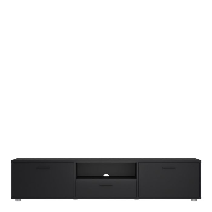 Media TV Unit with 2 Doors 1 Drawer 177cm Black