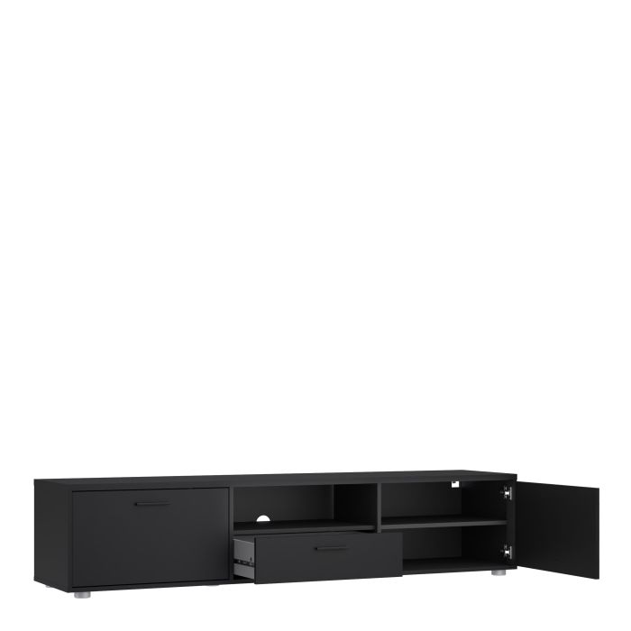 Media TV Unit with 2 Doors 1 Drawer 177cm Black