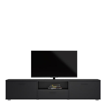 Media TV Unit with 2 Doors 1 Drawer 177cm Black