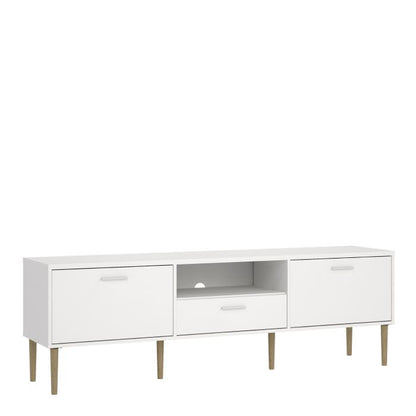 Media TV Unit with 2 Doors 1 Drawer in White