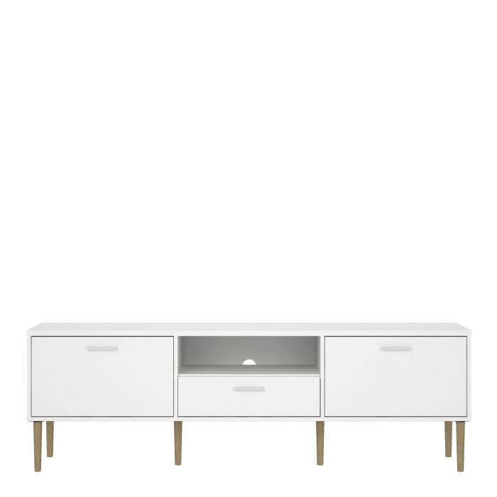 Media TV Unit with 2 Doors 1 Drawer in White