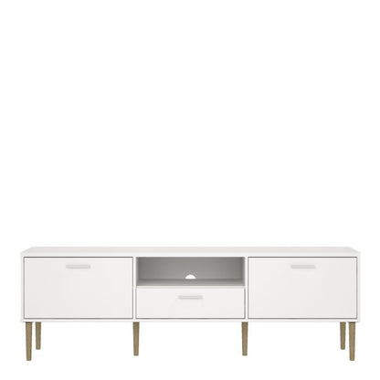 Media TV Unit with 2 Doors 1 Drawer in White