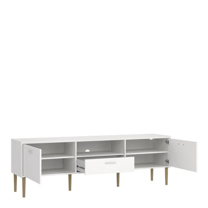 Media TV Unit with 2 Doors 1 Drawer in White