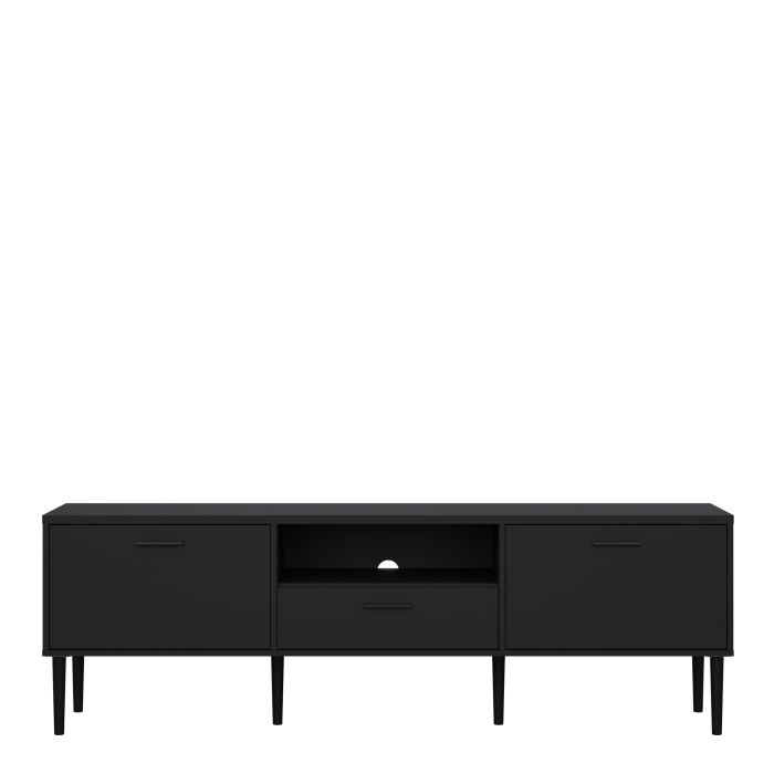 Media TV Unit with 2 Doors 1 Drawer in Black