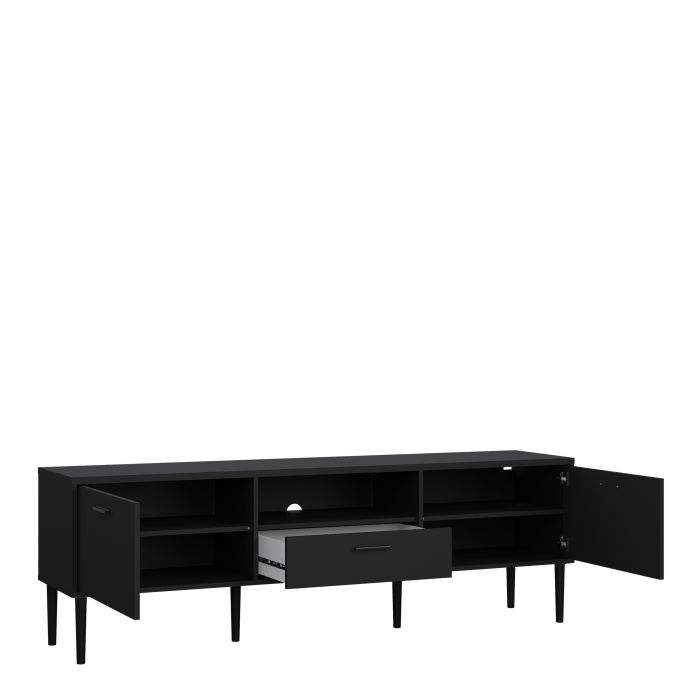 Media TV Unit with 2 Doors 1 Drawer in Black