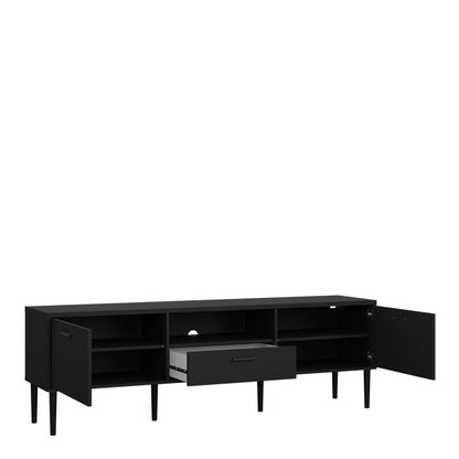 Media TV Unit with 2 Doors 1 Drawer in Black