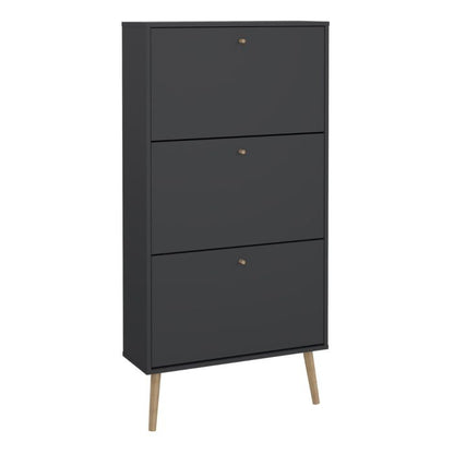 Cumbria Shoe Cabinet 3 Flip Down Doors Dark Grey