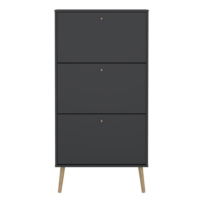 Cumbria Shoe Cabinet 3 Flip Down Doors Dark Grey