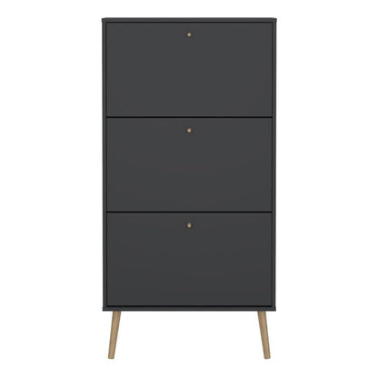 Cumbria Shoe Cabinet 3 Flip Down Doors Dark Grey