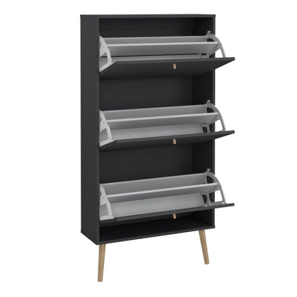 Cumbria Shoe Cabinet 3 Flip Down Doors Dark Grey