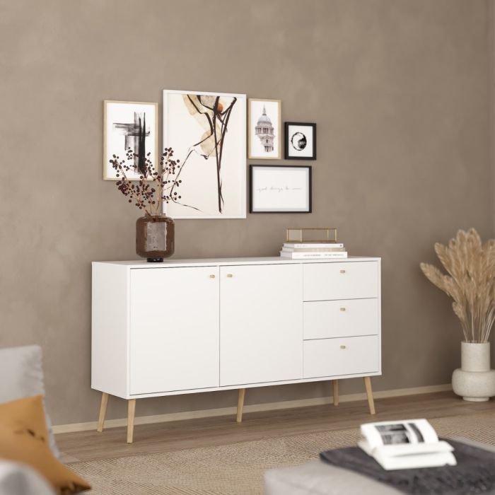 Cumbria Sideboard 2 Doors + 3 Drawers White