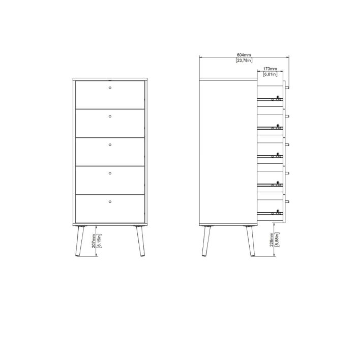 Cumbria Chest 5 Drawers White