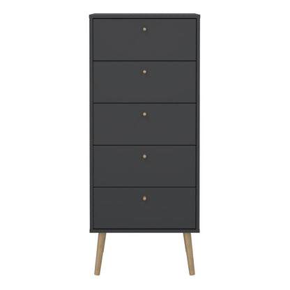 Cumbria Chest 5 Drawers Dark Grey