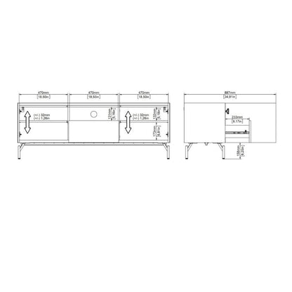 Kendall TV-Unit with 2 Doors + 1 Drawer Oak and Black