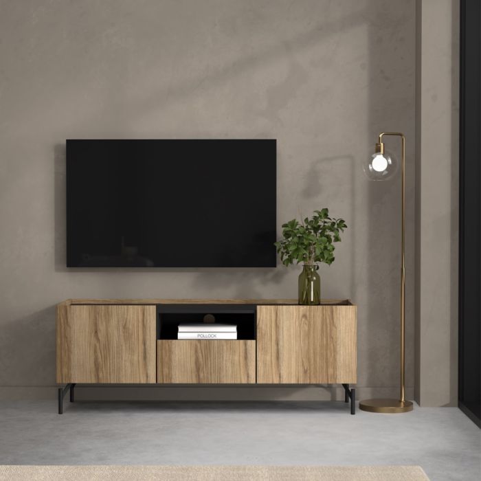 Kendall TV-Unit with 2 Doors + 1 Drawer Oak and Black