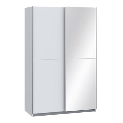 Babetta 2 Door Sliding Wardrobe in Matt White with Mirrored Door