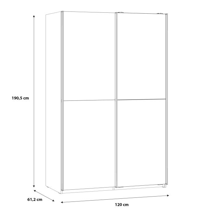 Babetta 2 Door Sliding Wardrobe in Matt White with Mirrored Door