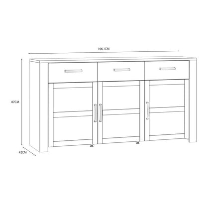 Bohol 3 Door 3 Drawer Sideboard in Riviera Oak/Grey Oak