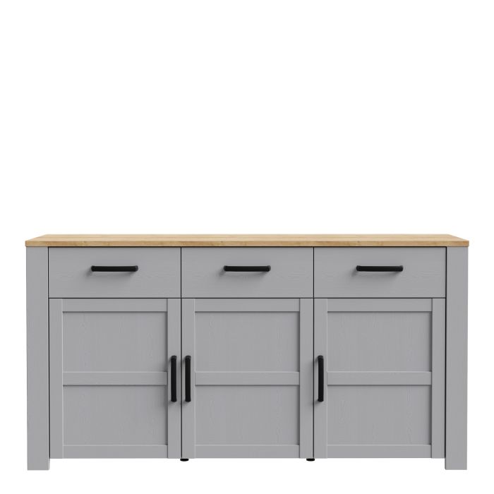 Bohol 3 Door 3 Drawer Sideboard in Riviera Oak/Grey Oak