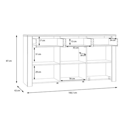 Bohol 3 Door 3 Drawer Sideboard in Riviera Oak/White