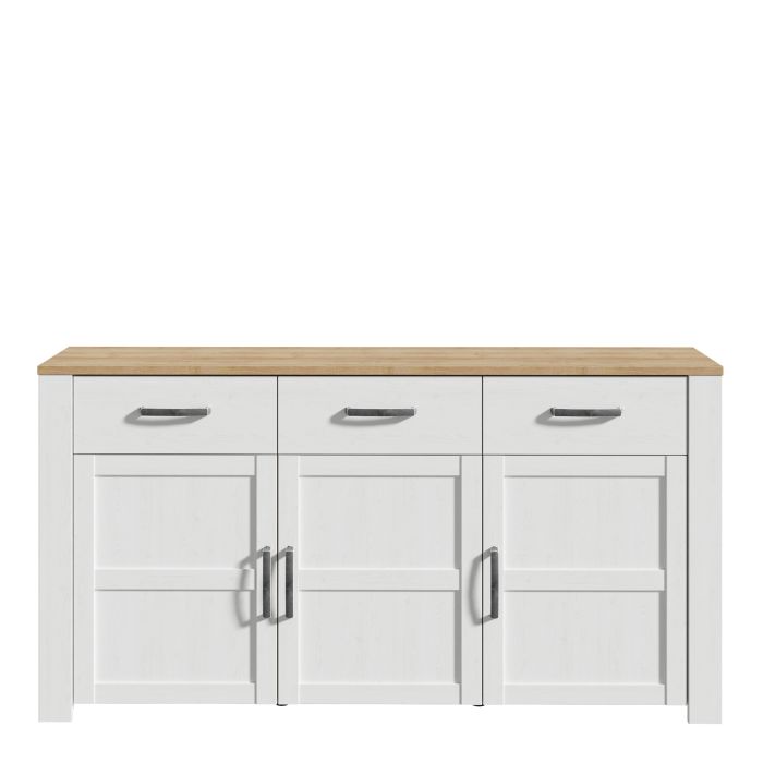 Bohol 3 Door 3 Drawer Sideboard in Riviera Oak/White