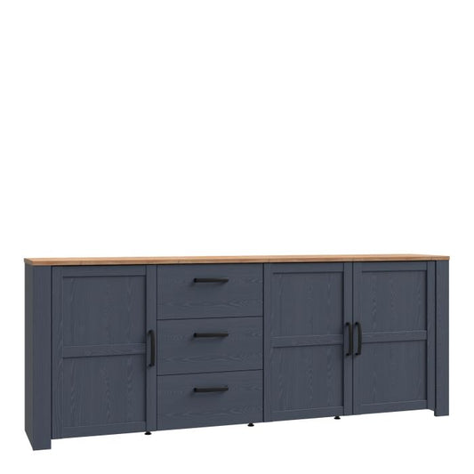 Bohol 3 Door 3 Drawer Large Sideboard in Riviera Oak/Navy