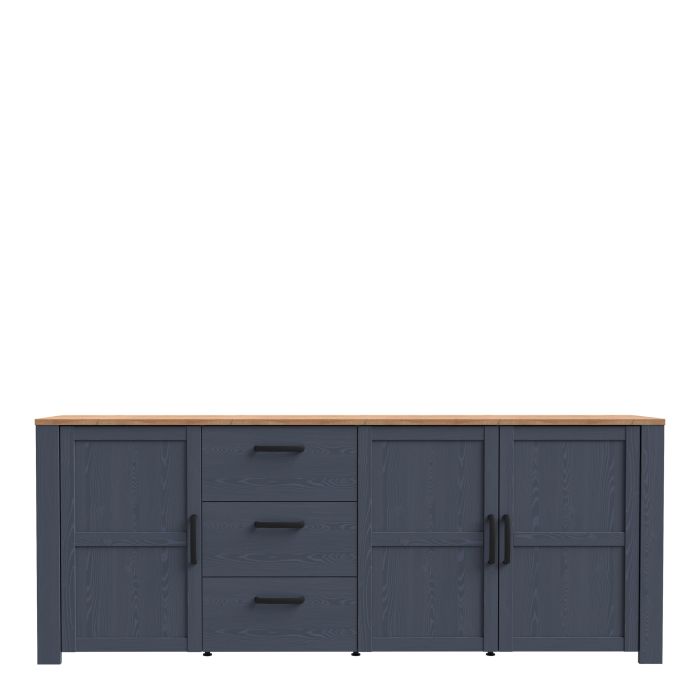 Bohol 3 Door 3 Drawer Large Sideboard in Riviera Oak/Navy