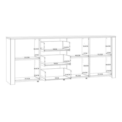 Bohol 3 Door 3 Drawer Large Sideboard in Riviera Oak/White