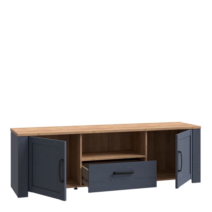 Bohol 2 Door 1 Drawer TV Unit  in Riviera Oak/Navy