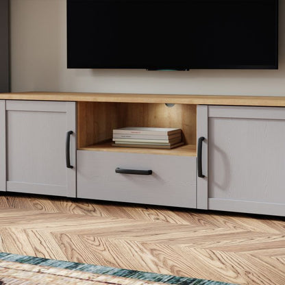 Bohol 2 Door 1 Drawer TV Unit  in Riviera Oak/Grey Oak