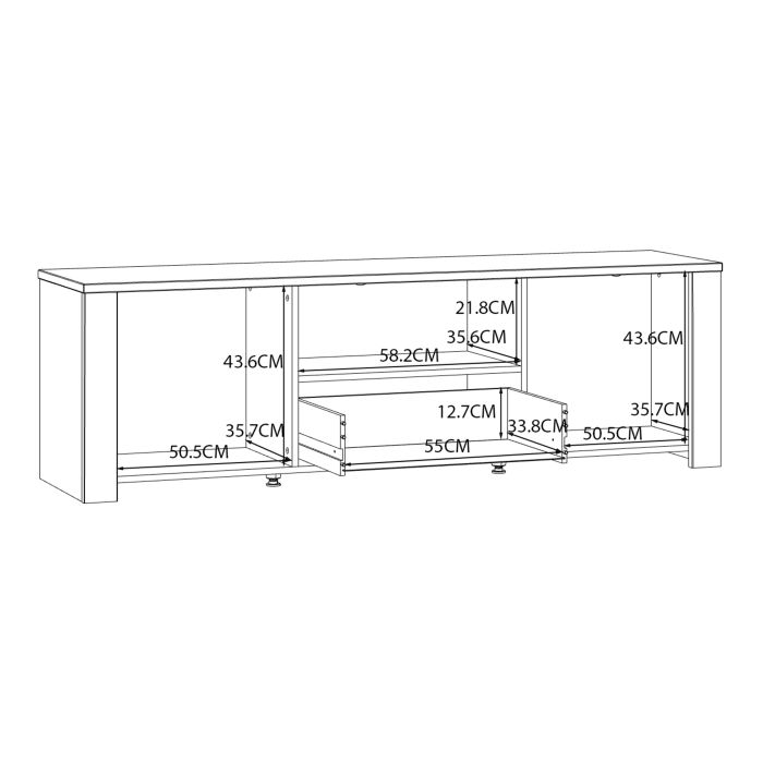 Bohol 2 Door 1 Drawer TV Unit in Riviera Oak/White