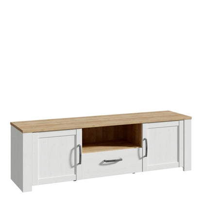 Bohol 2 Door 1 Drawer TV Unit in Riviera Oak/White