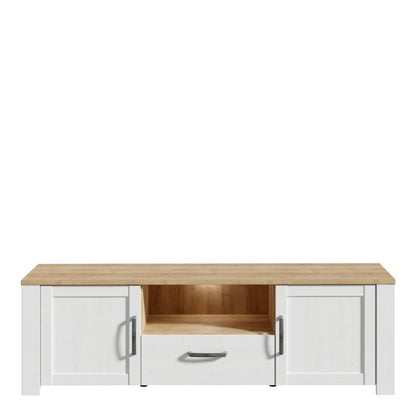 Bohol 2 Door 1 Drawer TV Unit in Riviera Oak/White