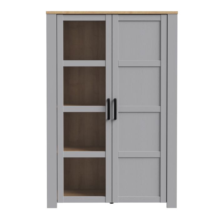 Bohol 2 Door Display Cabinet in Riviera Oak/Grey Oak