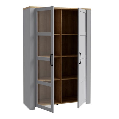 Bohol 2 Door Display Cabinet in Riviera Oak/Grey Oak