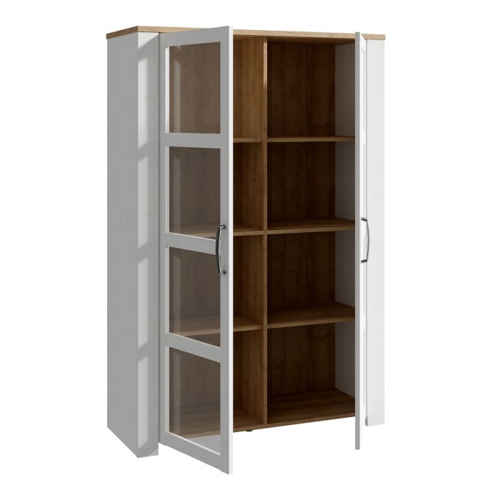 Bohol 2 Door Display Cabinet in Riviera Oak/White