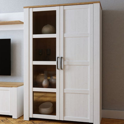 Bohol 2 Door Display Cabinet in Riviera Oak/White